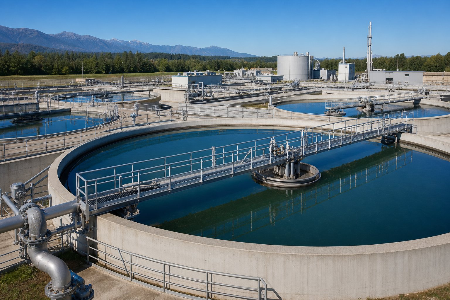 Wastewater treatment plant basins