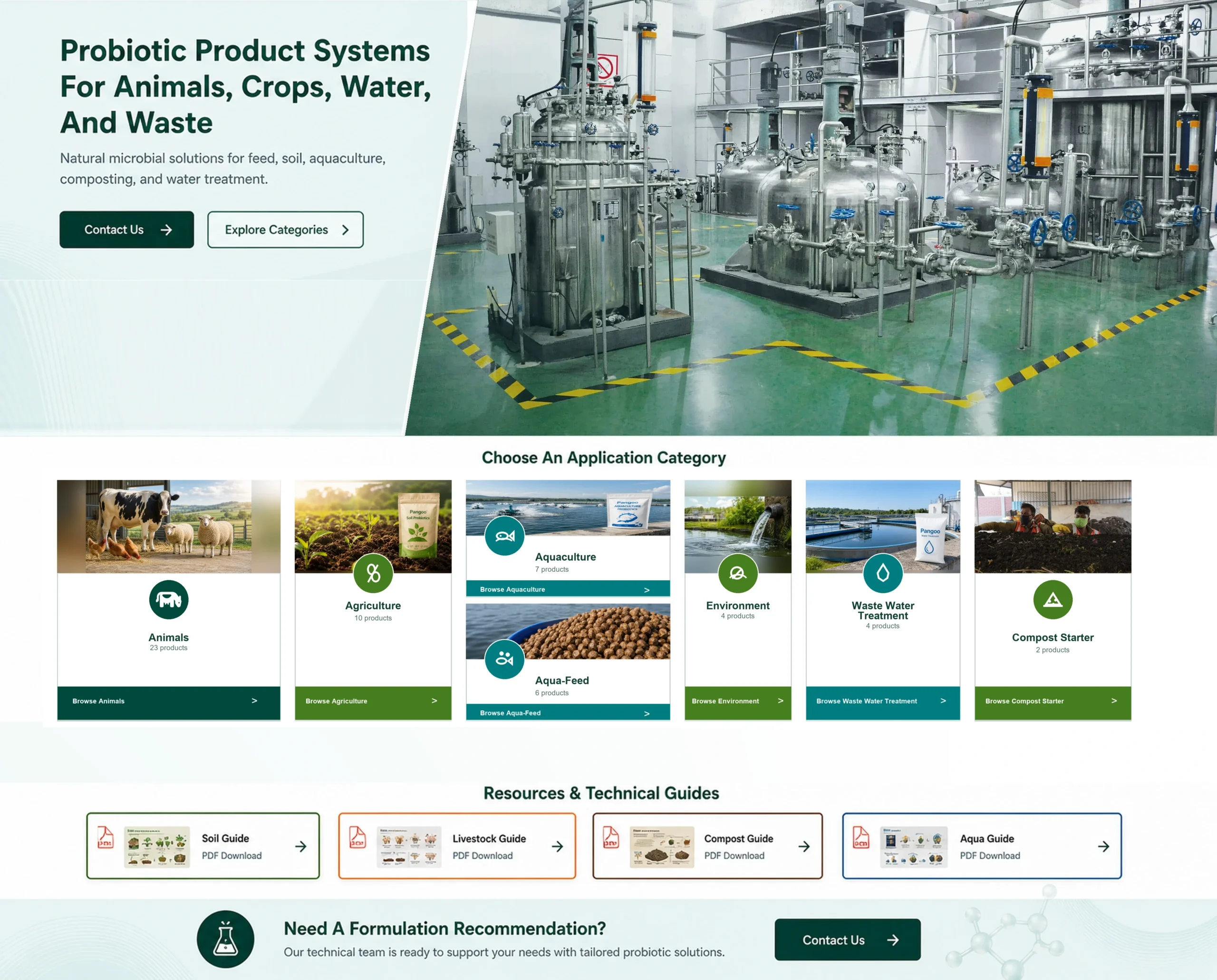 PANGOO probiotic product systems for animal feed, agriculture, aquaculture, wastewater treatment, and composting